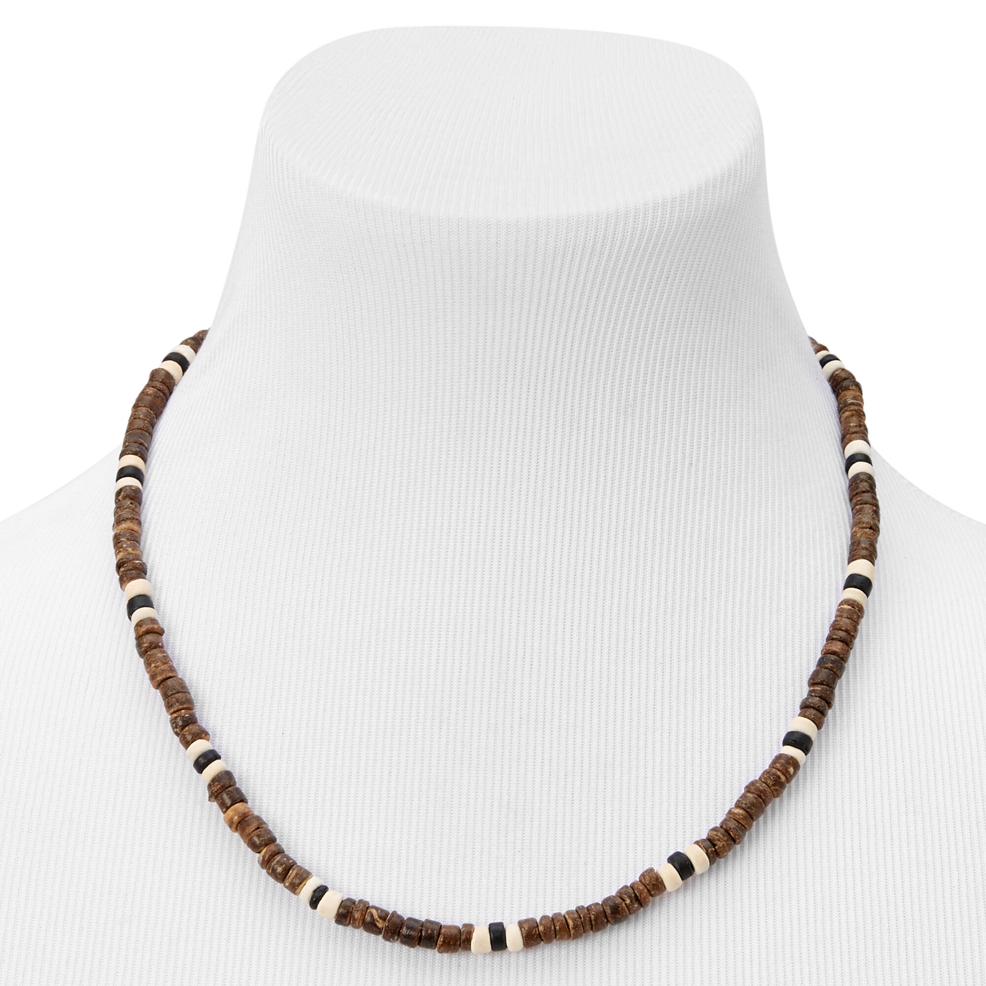 Brown & Black Beaded Wood Necklace,
