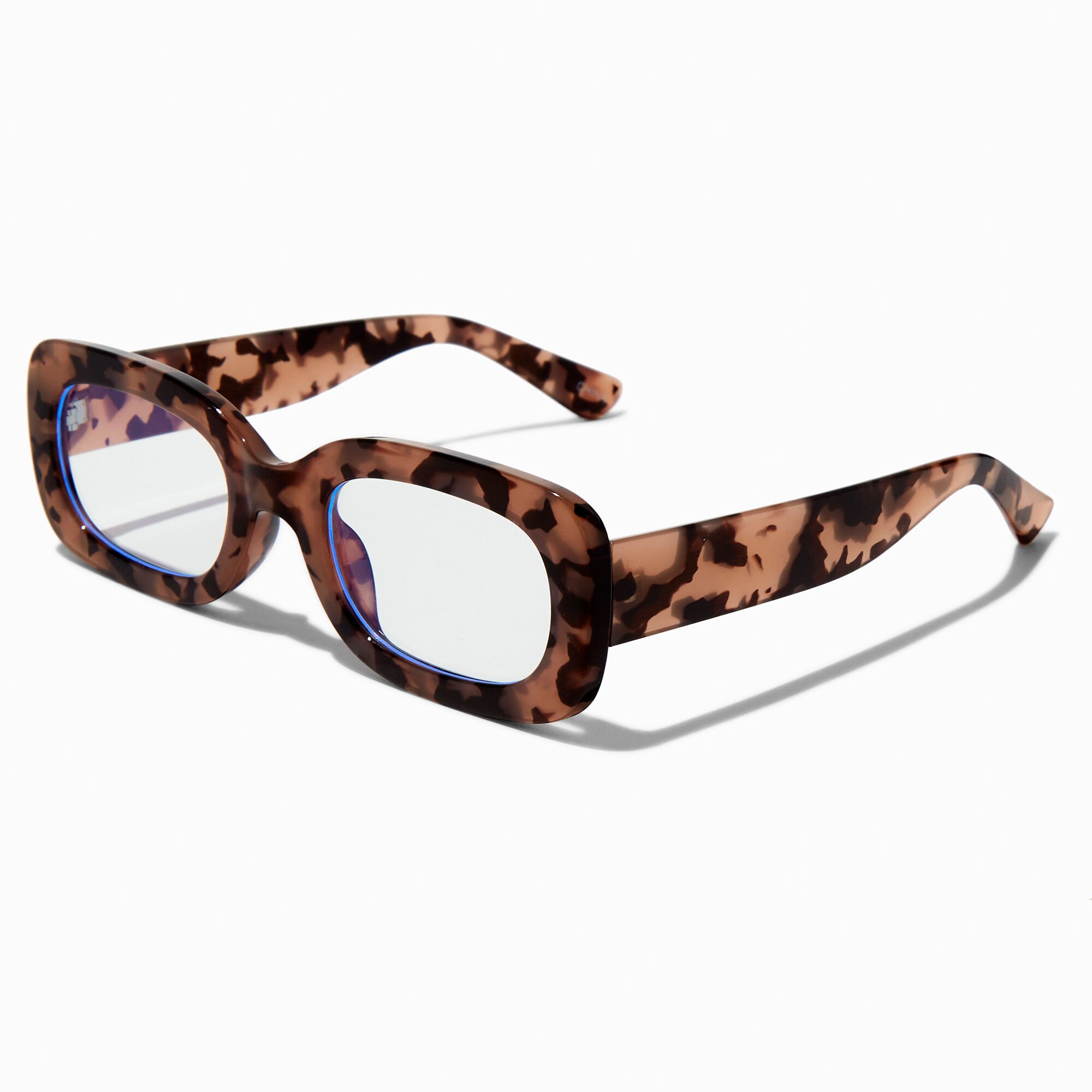 Solar Blue Light Reducing Tortoiseshell Rectangular Clear Lens Frames,