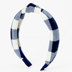Plaid Navy Fabric Headband,