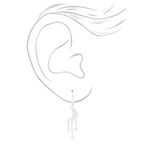 Sterling Silver Moon &amp; Stars 2&quot; Drop Earrings,