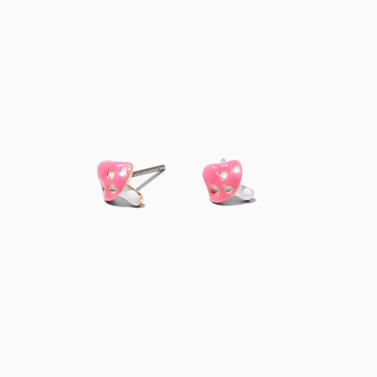 Pink Mushroom Stud Earrings,
