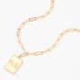 Gold Rectangle Zodiac Symbol Pendant Necklace - Gemini,