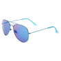 Mirrored Aviator Sunglasses - Blue,