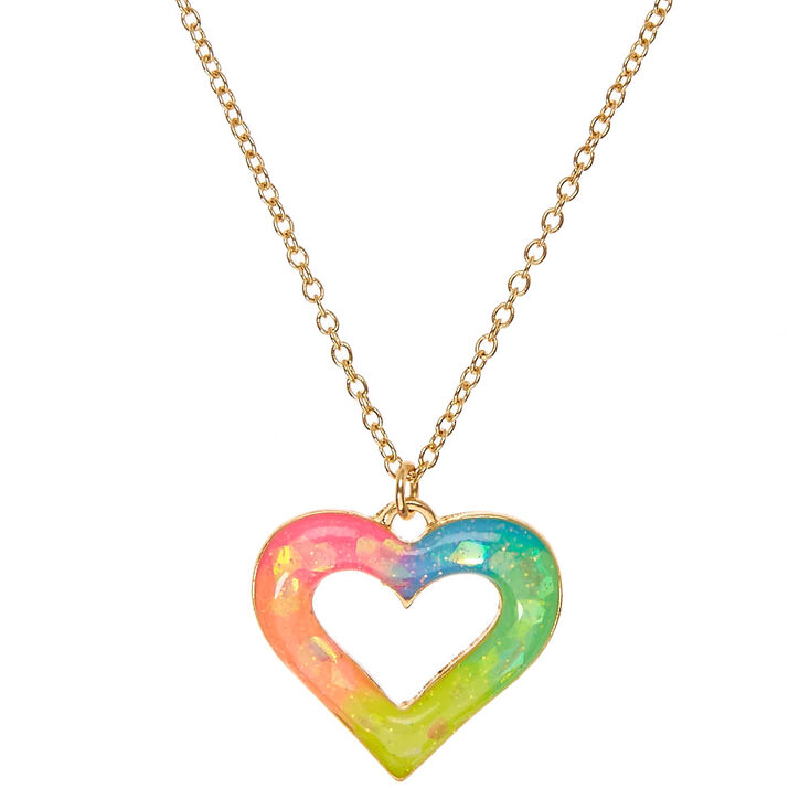 Neon Open Heart Pendant Necklace | Claire's US