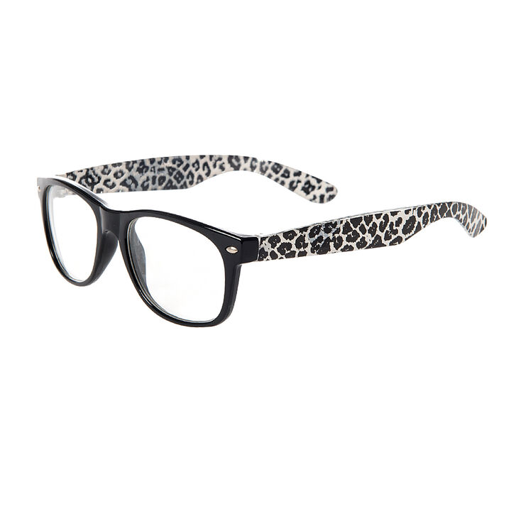 Claire&#39;s Club Leopard Print Rectangle Clear Lens Frames,