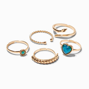 Snake Charm Gold Mood Rings - 5 Pack,