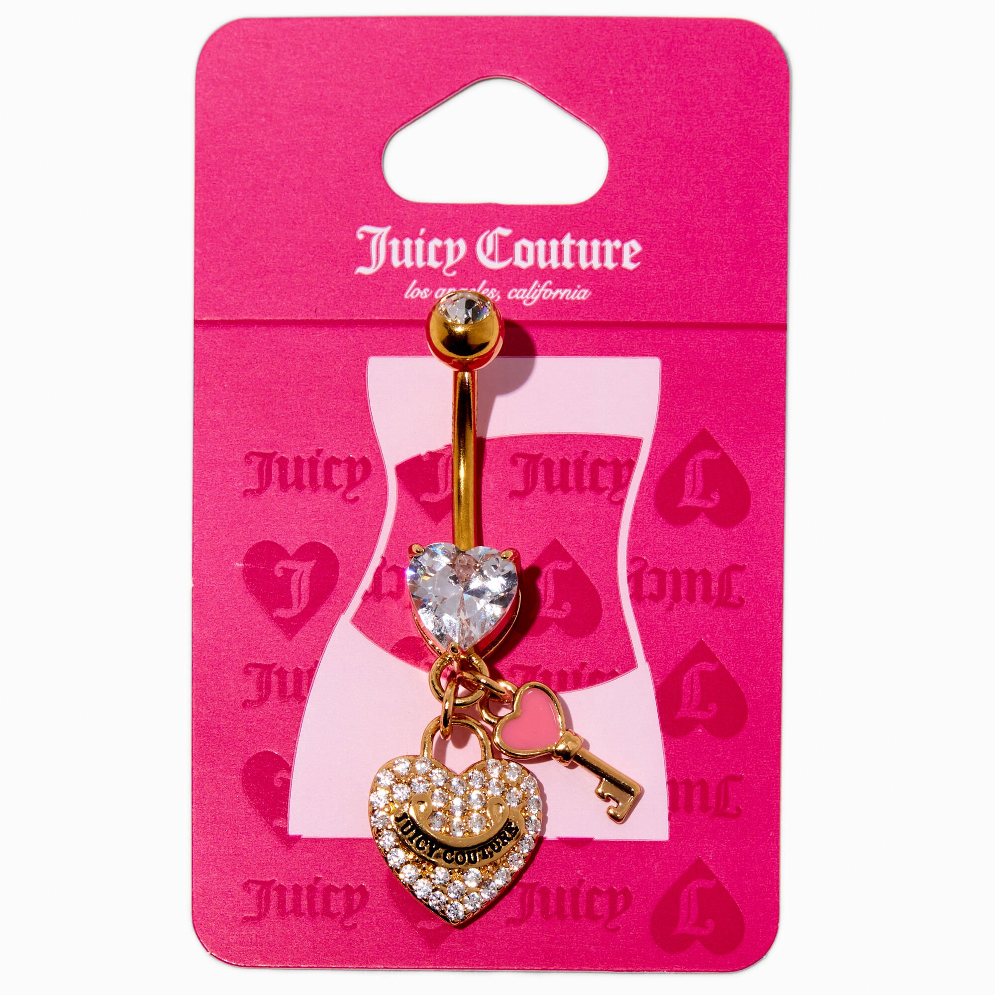Juicy Couture Gold-tone Stainless Steel Lock & Key Dangle 14G Belly Bar,