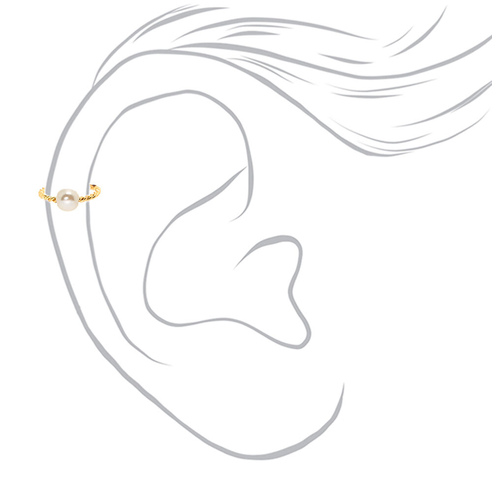 Mixed Metal Twisted Pearl Faux Cartilage Earrings - 3 Pack,