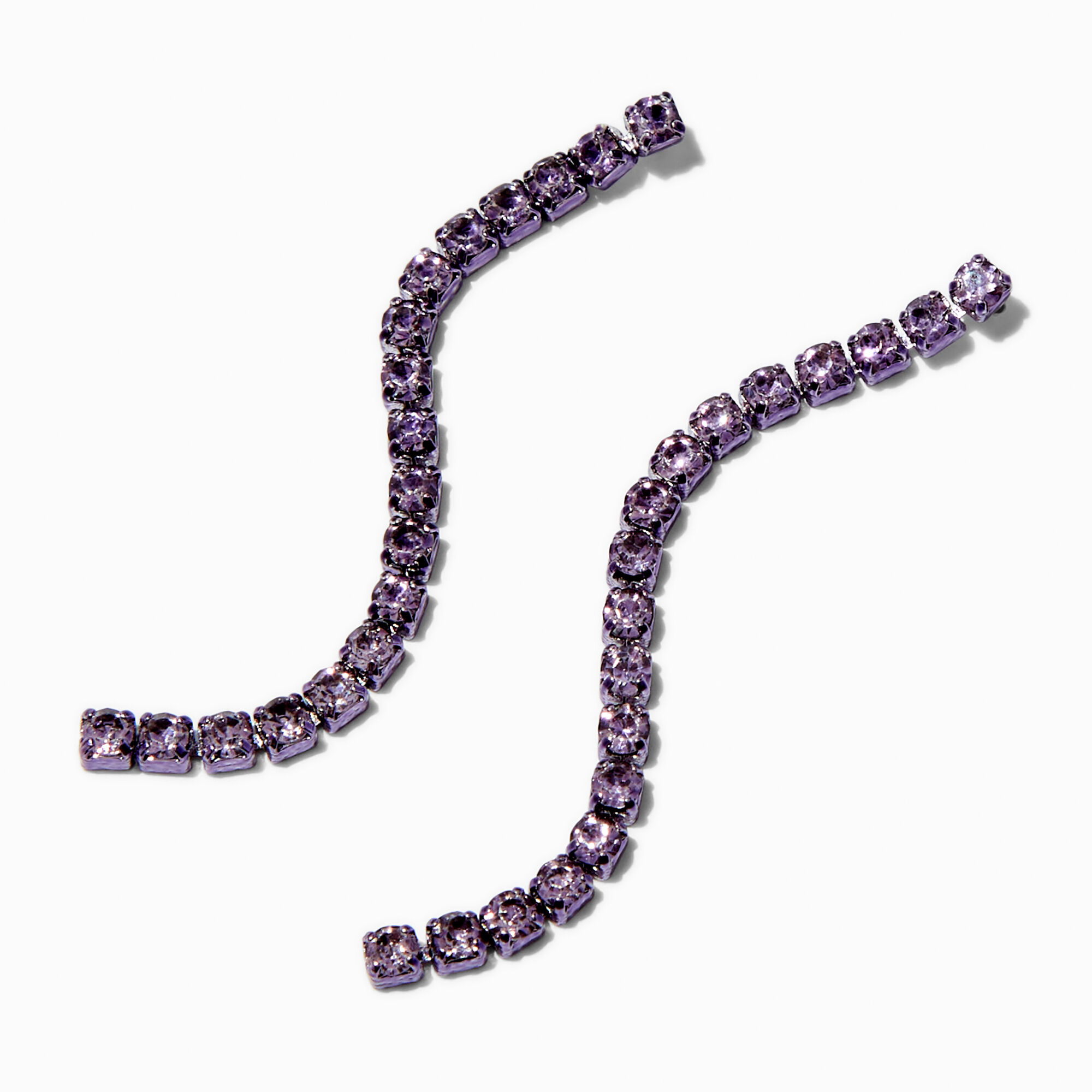 View Claires Crystal Column 25 Drop Earrings Purple information