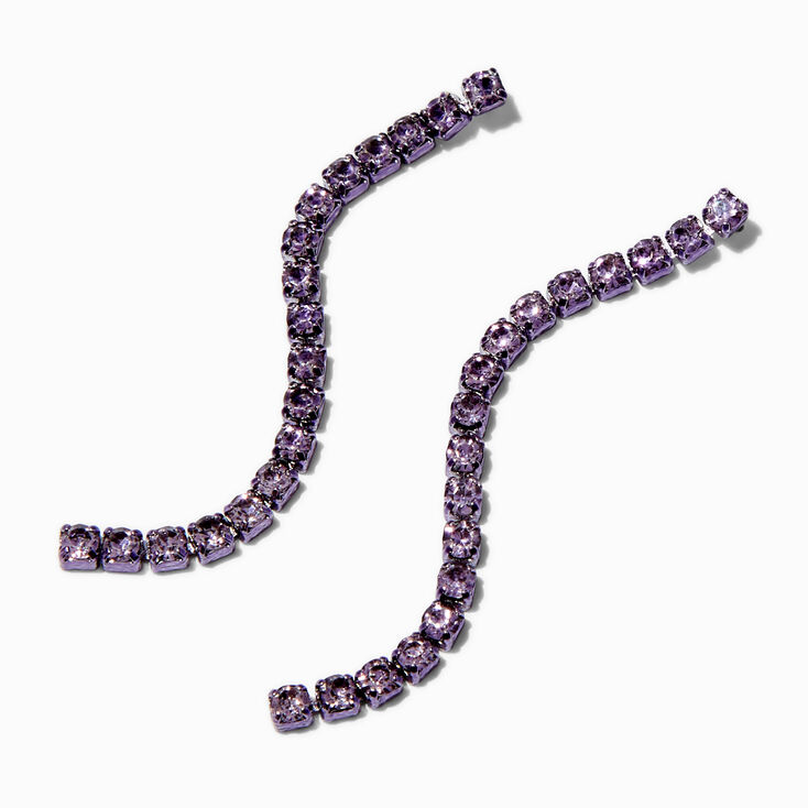 Purple Crystal Column 2.5&quot; Drop Earrings,