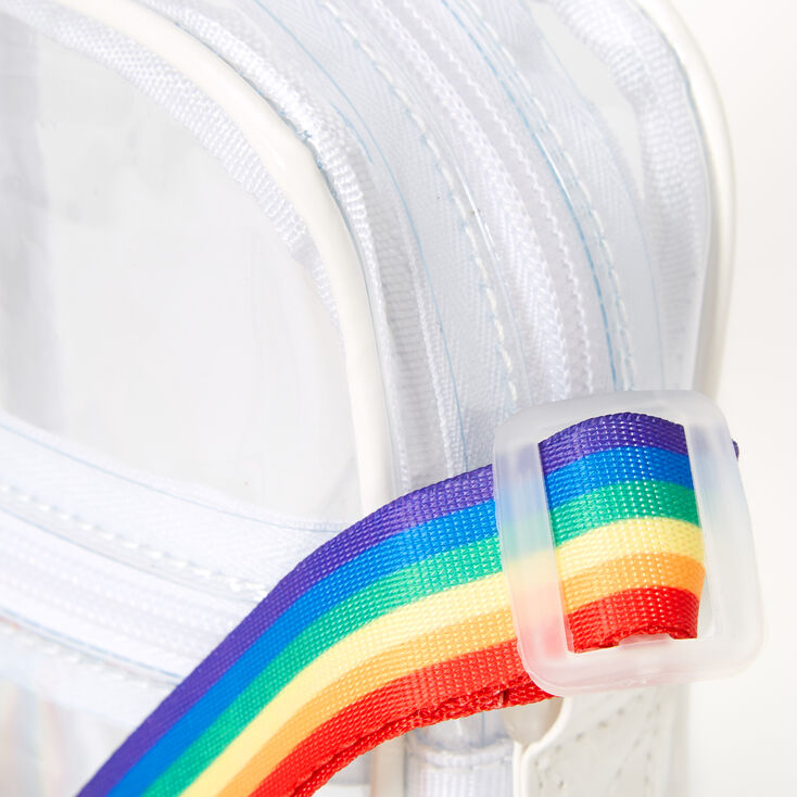 Transparent Rainbow Strap Crossbody Bag - Clear,