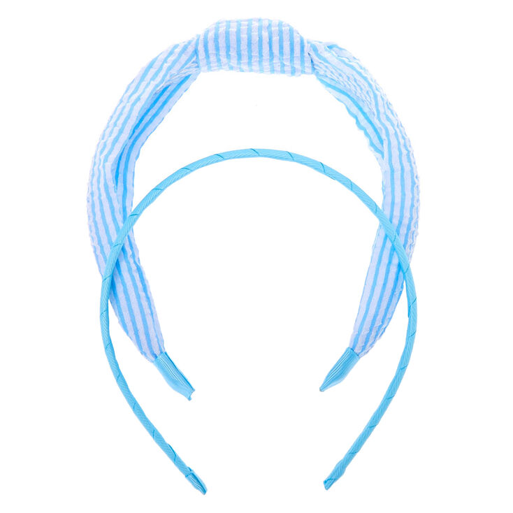 Claire&#39;s Club Solid Striped Headbands - Blue, 2 Pack,