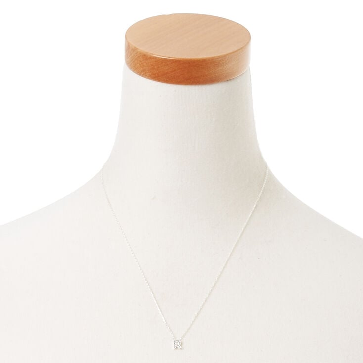 Collier &agrave; pendentif initiale ornement&eacute; couleur argent&eacute;e - R,