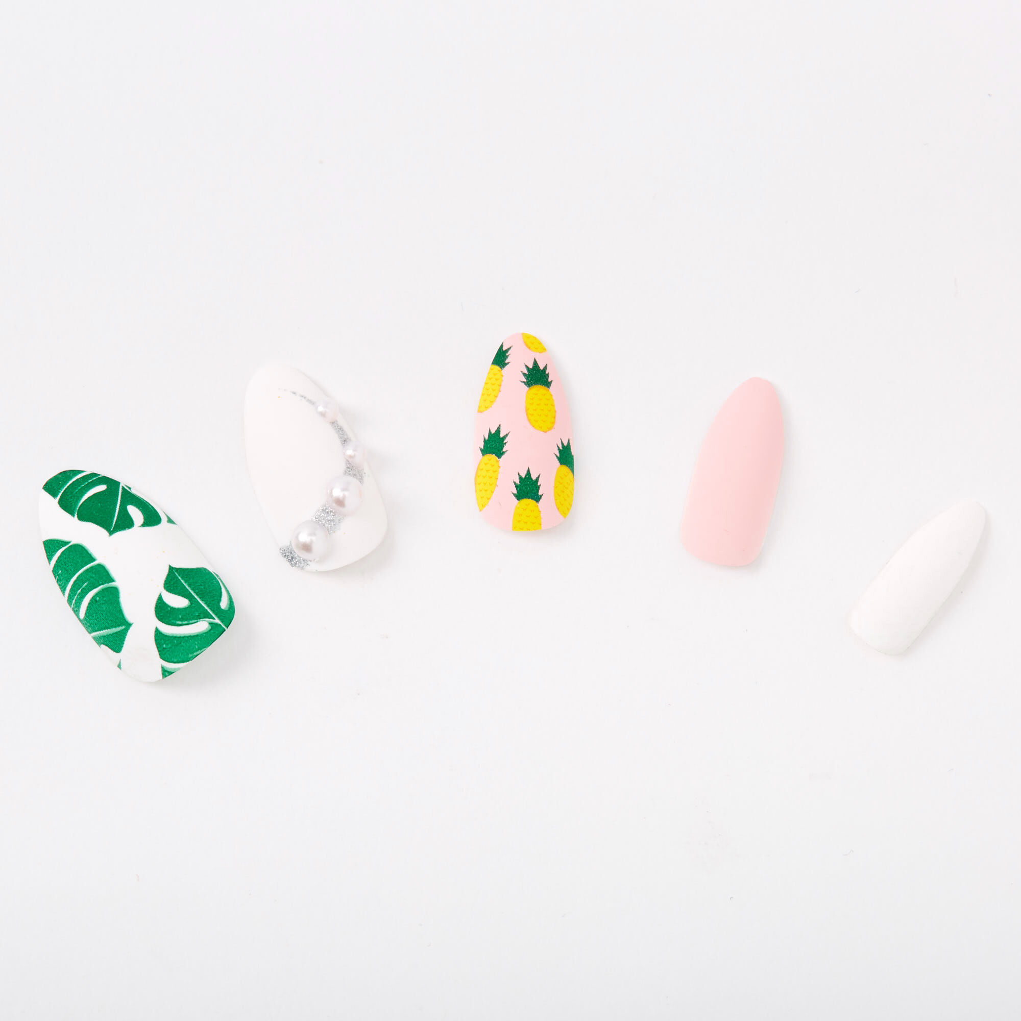 Matte Tropical Pearl Stiletto Faux Nail Set - 24 Pack,