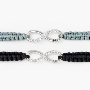 Infinity Adjustable Friendship Bracelets - Gray, 2 Pack,