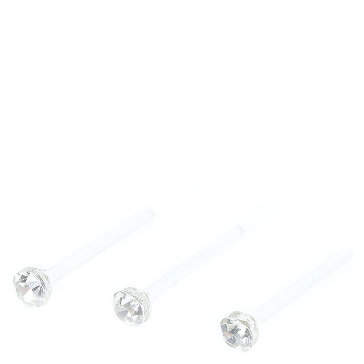 Bio Flex Crystal 20G Nose Studs - Clear, 3 Pack,