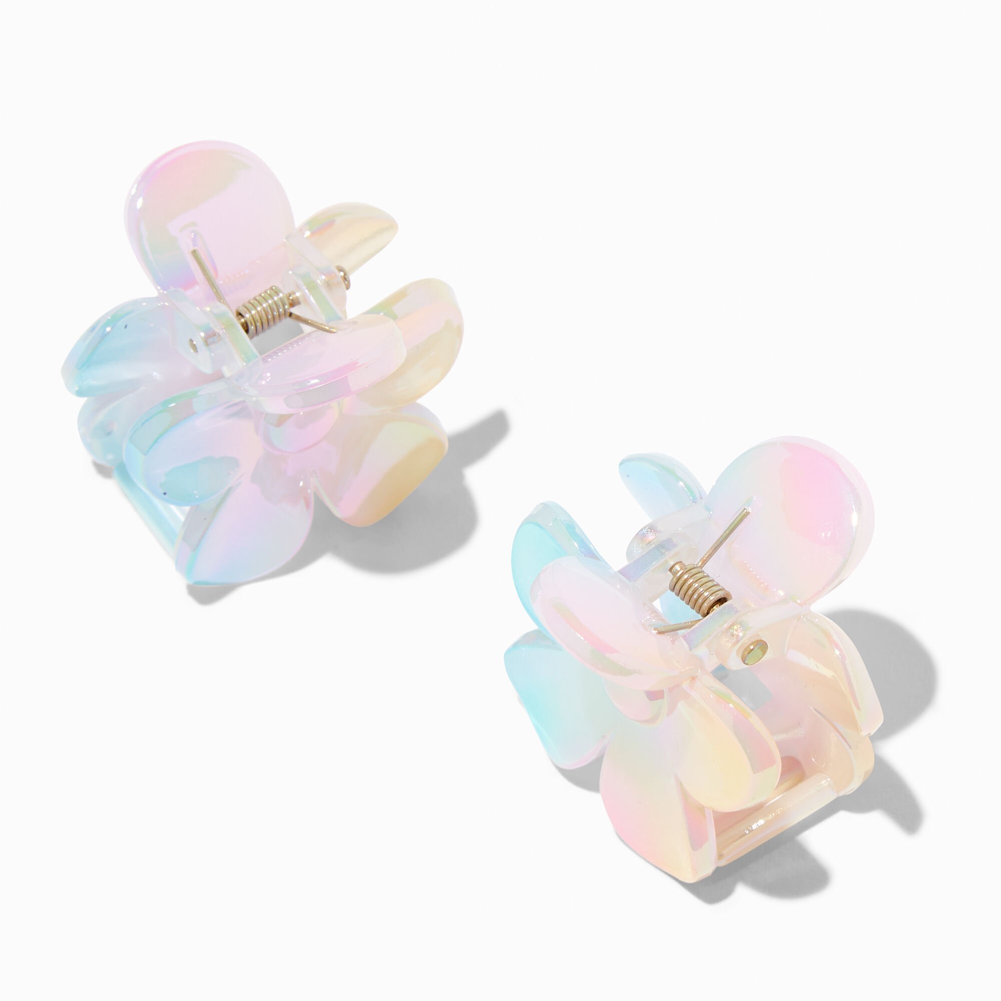 Pinces à cheveux fleurs iridescentes pastel - Lot de 2,