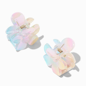 Pastel Iridescent Flower Hair Claws - 2 Pack,