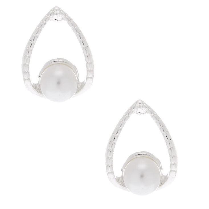 Claire's Clous d'oreille en gouttes avec perles d’imitation couleur argenté