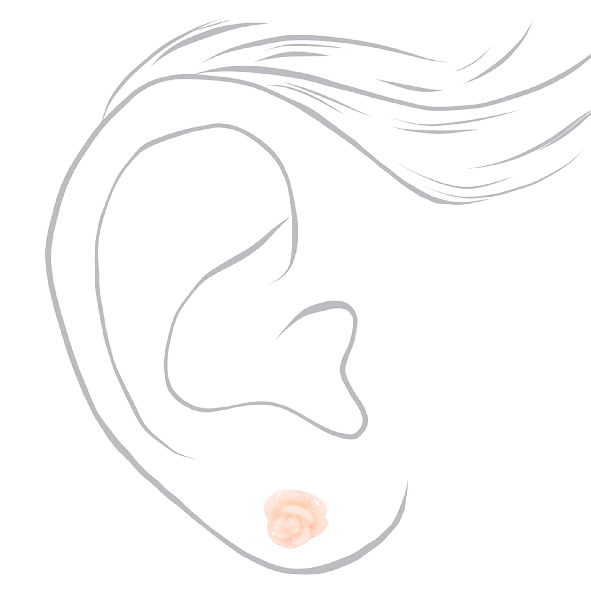 Pink Butterfly Heart Rose Stud Earrings - 9 Pack,