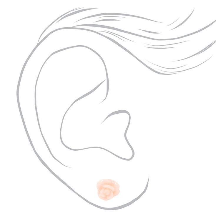 Pink Butterfly Heart Rose Stud Earrings - 9 Pack,