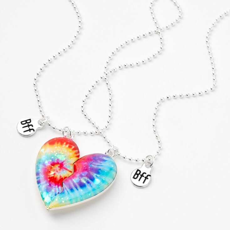 Best Friends Bright Tie Dye Split Heart Pendant Necklaces - 2 Pack ...