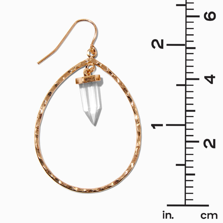 Gold 2&quot; Teardrop Mystical Gem Drop Earrings,
