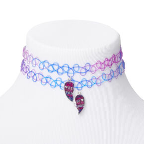 Best Friends Purple &amp; Blue Heart Tattoo Choker Necklaces &#40;2 Pack&#41;,