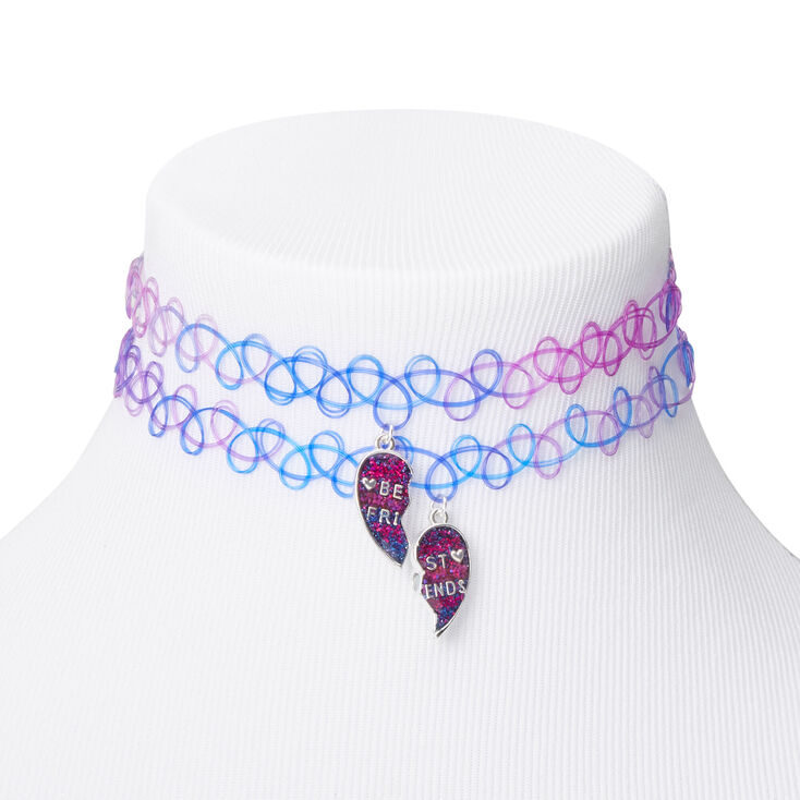 Best Friends Purple &amp; Blue Heart Tattoo Choker Necklaces &#40;2 Pack&#41;,