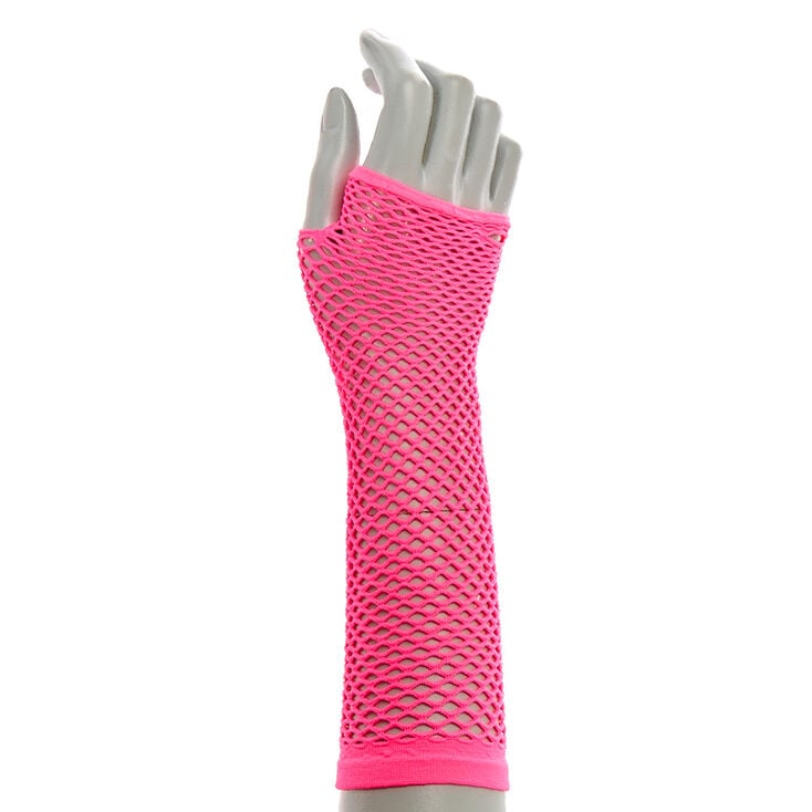 Claire's Mitaines en tulle façon résille rose fluo