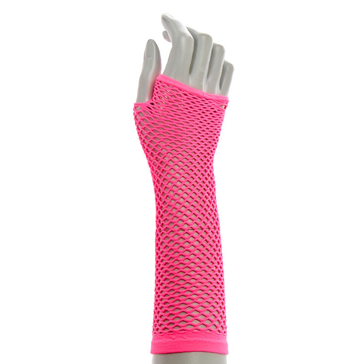 Hot Pink Fishnet Mesh Arm warmers,