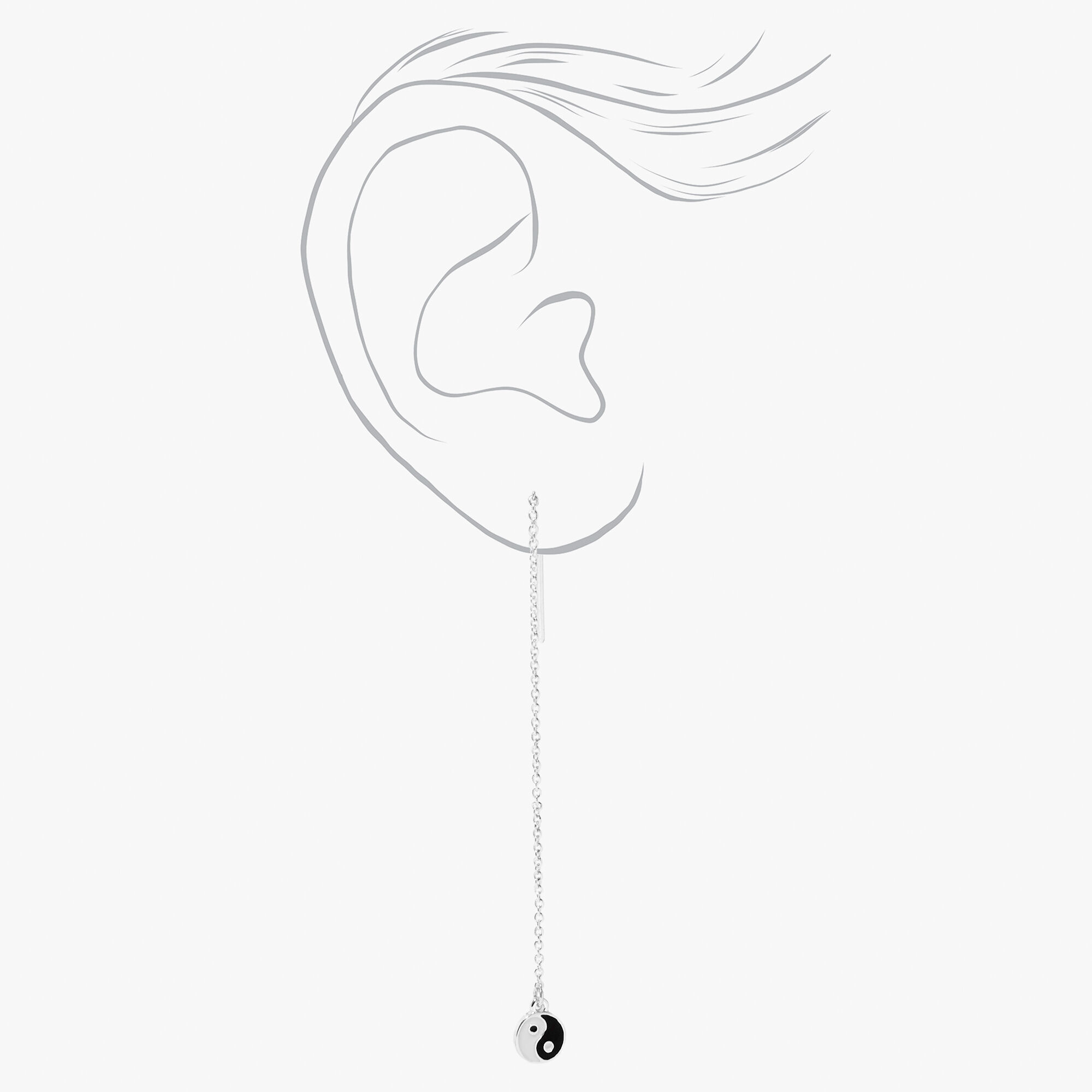 Silver tone 3 Heart Icon Threader Drop Earrings 3 Pack