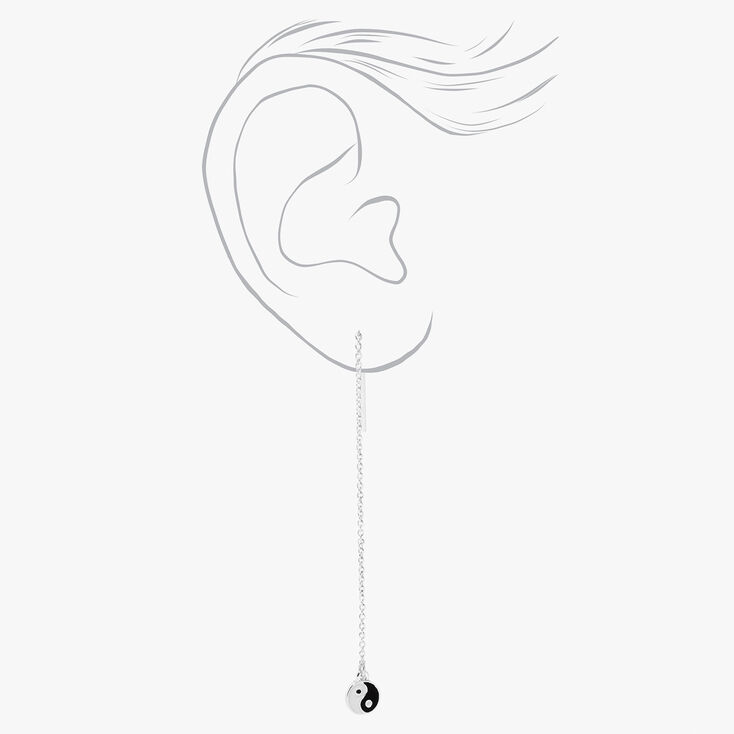 Silver 3&#39;&#39; Heart Icon Threader Drop Earrings &#40;3 Pack&#41;,