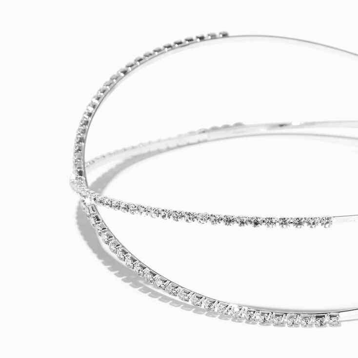 Silver Criss-Cross Crystal Two Row Headband,