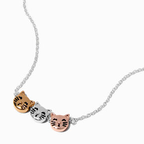 Mixed Metal Cat Pendant Necklace,