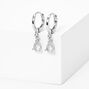 Silver 10MM Tear Drop Huggie Hoop Earrings,