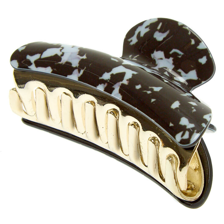 Claire's Pince à cheveux à motif écaille de tortue noir et blanc