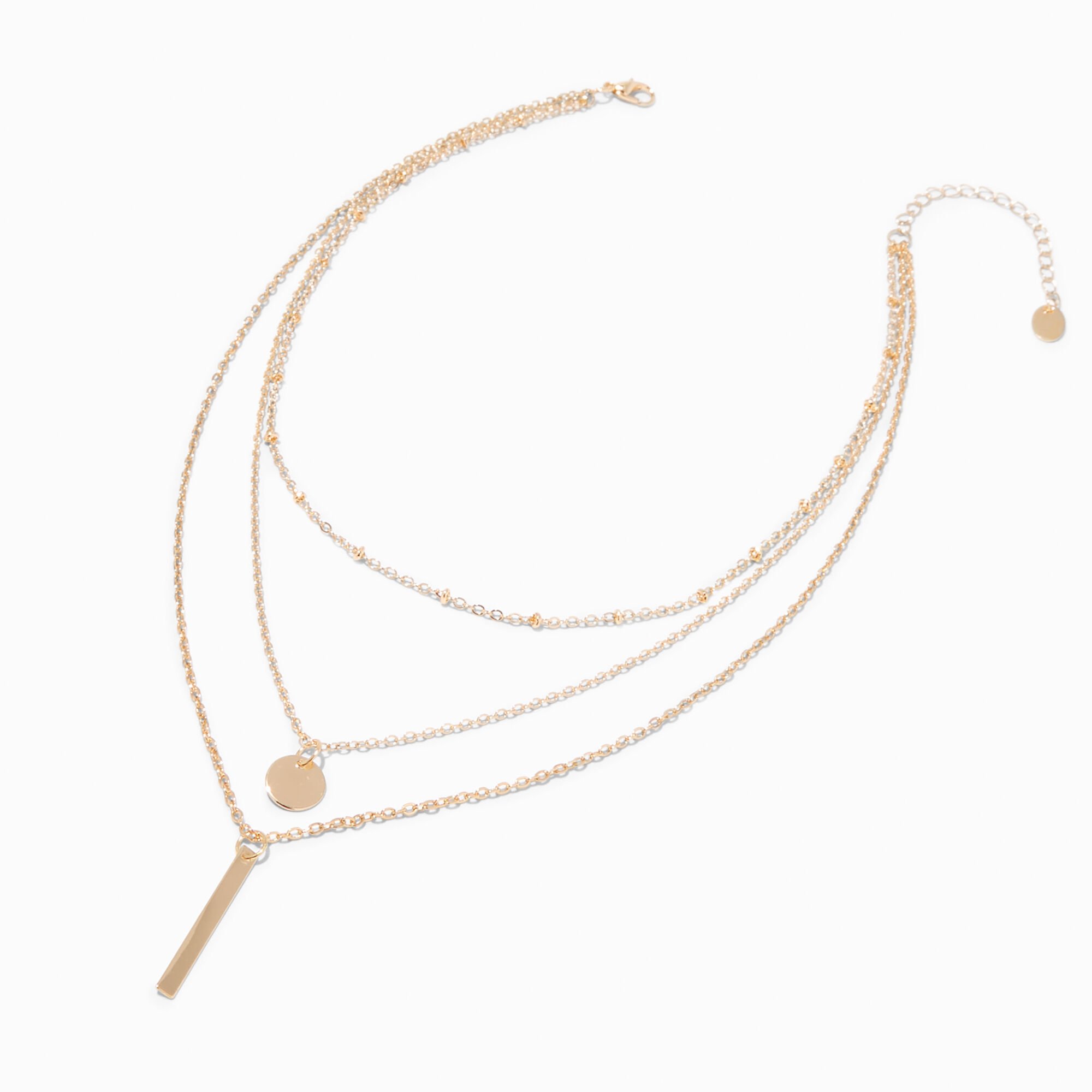 Gold-tone Stick Multi-Strand Chain Necklace,