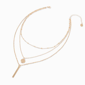 Gold-tone Stick Multi-Strand Chain Necklace,