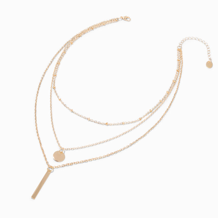 Gold Stick Multi-Strand Chain Necklace,