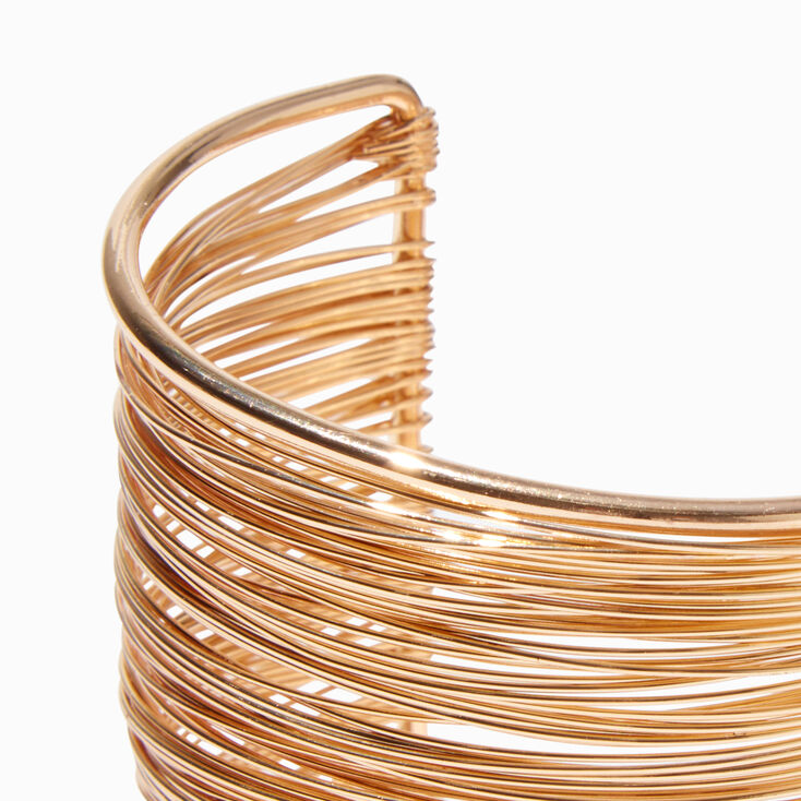 Gold-tone Wide Wire-Wrapped Cuff Bracelet,