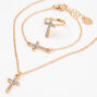Claire&#39;s Club Gold Embellished Cross Jewelry Set - 3 Pack,