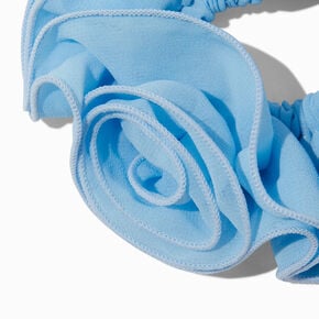 Chouchou de taille moyenne design rose en tissu extra-fin bleu,