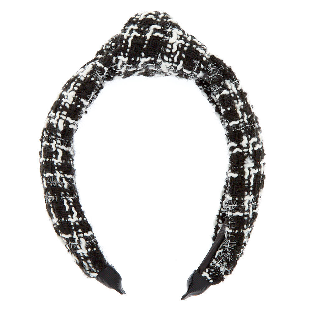 Black & White Tweed Knotted Headband,