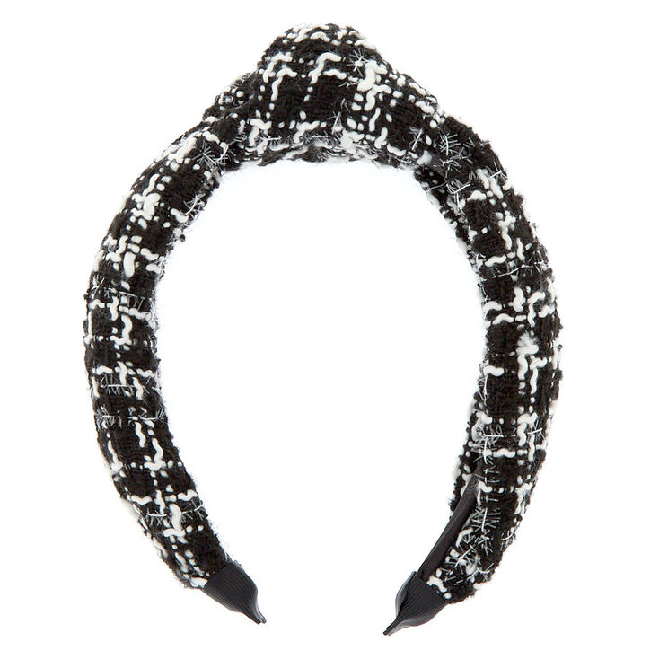 Black &amp; White Tweed Knotted Headband,