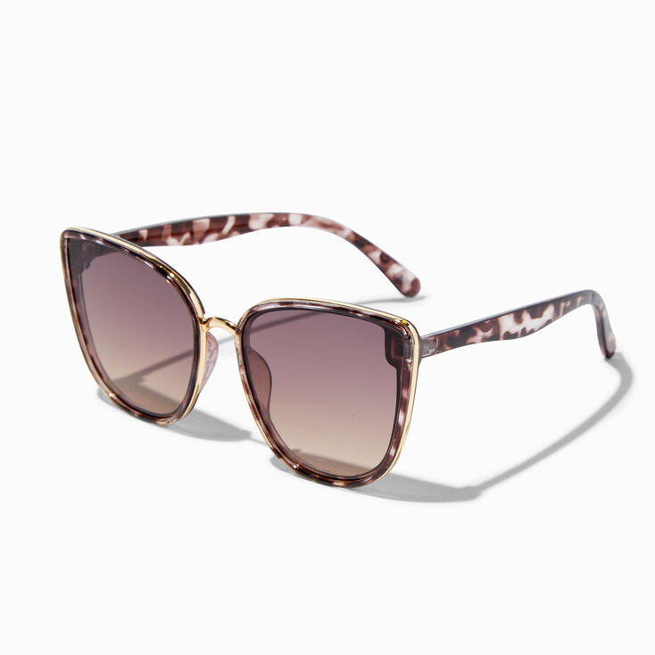 Brown/White Tortoiseshell Faded Lens Sunglasses,