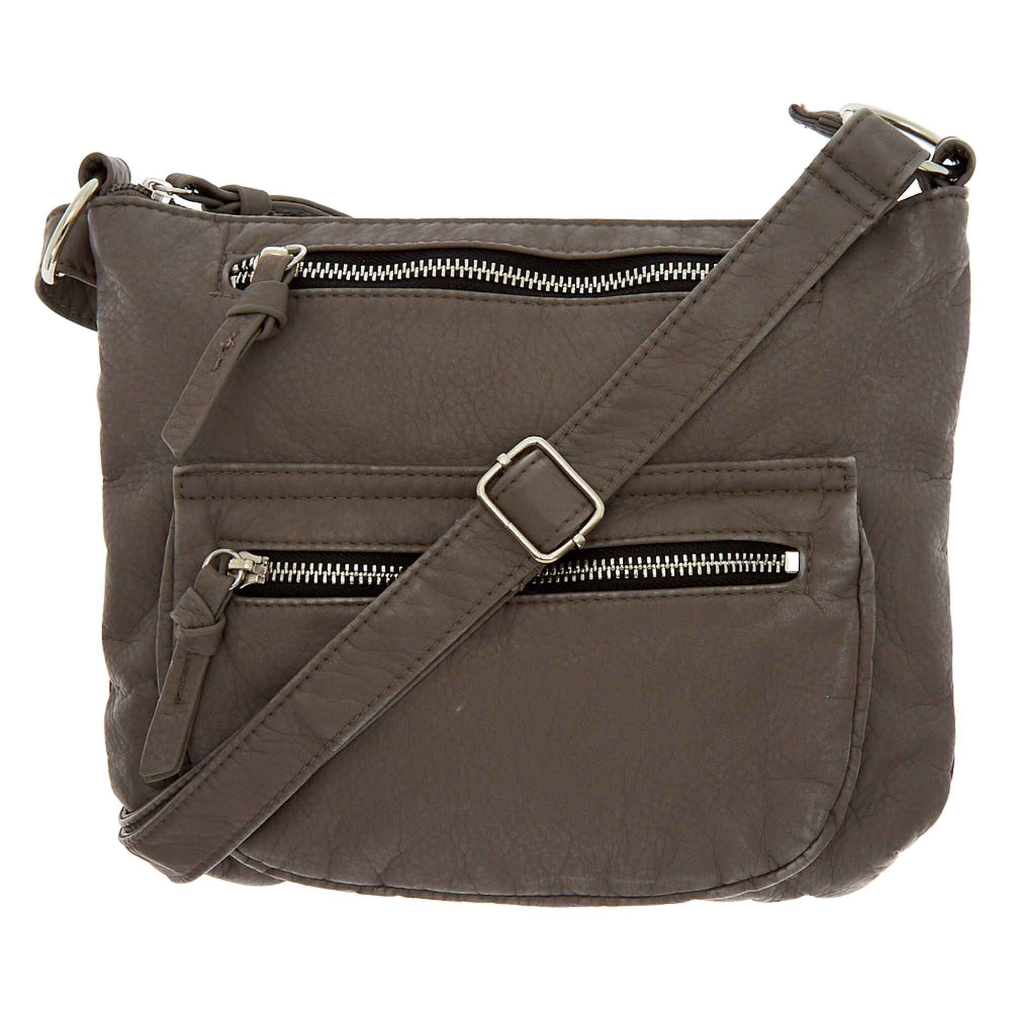 Faux Leather Crossbody Bag - Gray | Claire&#39;s US