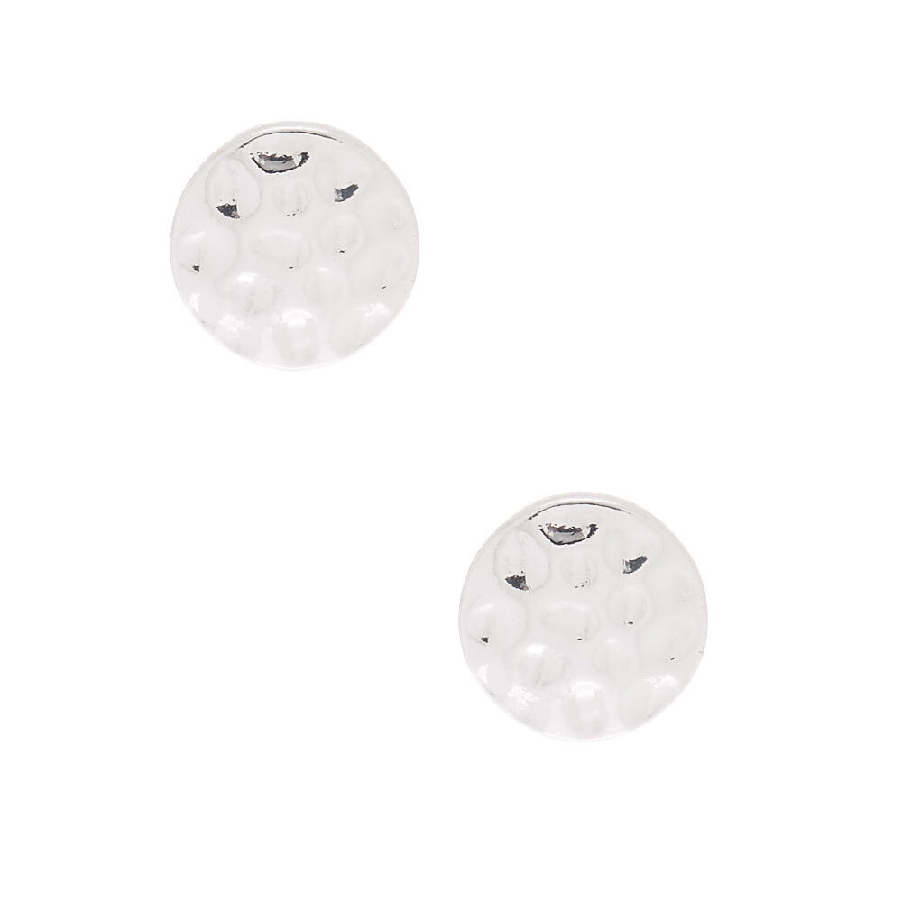 Silver Hammered Stud Earrings,