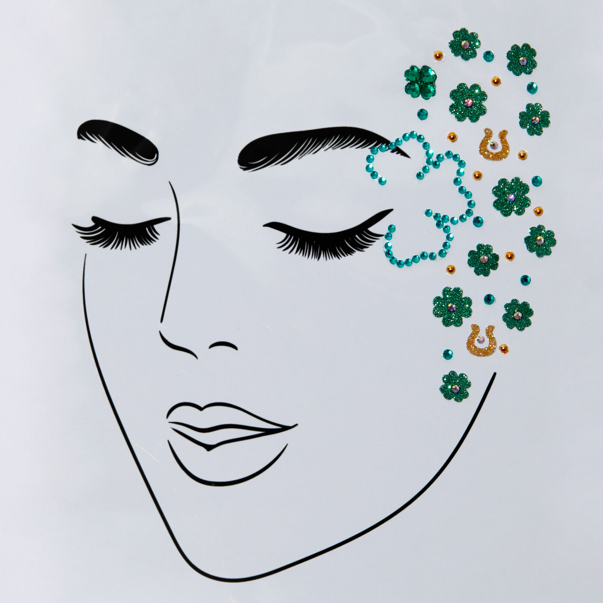 View Claires Glitter Shamrock Face Stickers information