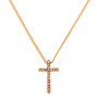 Gold-tone Crystal Cross Pendant Necklace,